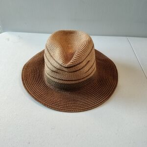 Paulo Solari Tan Brown Panama Style Fedora Sraw Hat L/XL Vacation Dapper Stylish